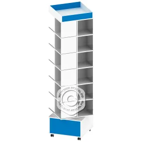 стеллаж мобильный вращающийся шк-ад-110, белый