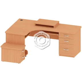 стол угловой с тумбой оф-ст-175, бук бавария светлый