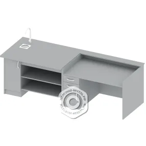 стол учительский с кафедрой и мойкой пр-тр-82, серый