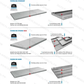 стеллаж ms strong 2550х1200х600 (6 полок)